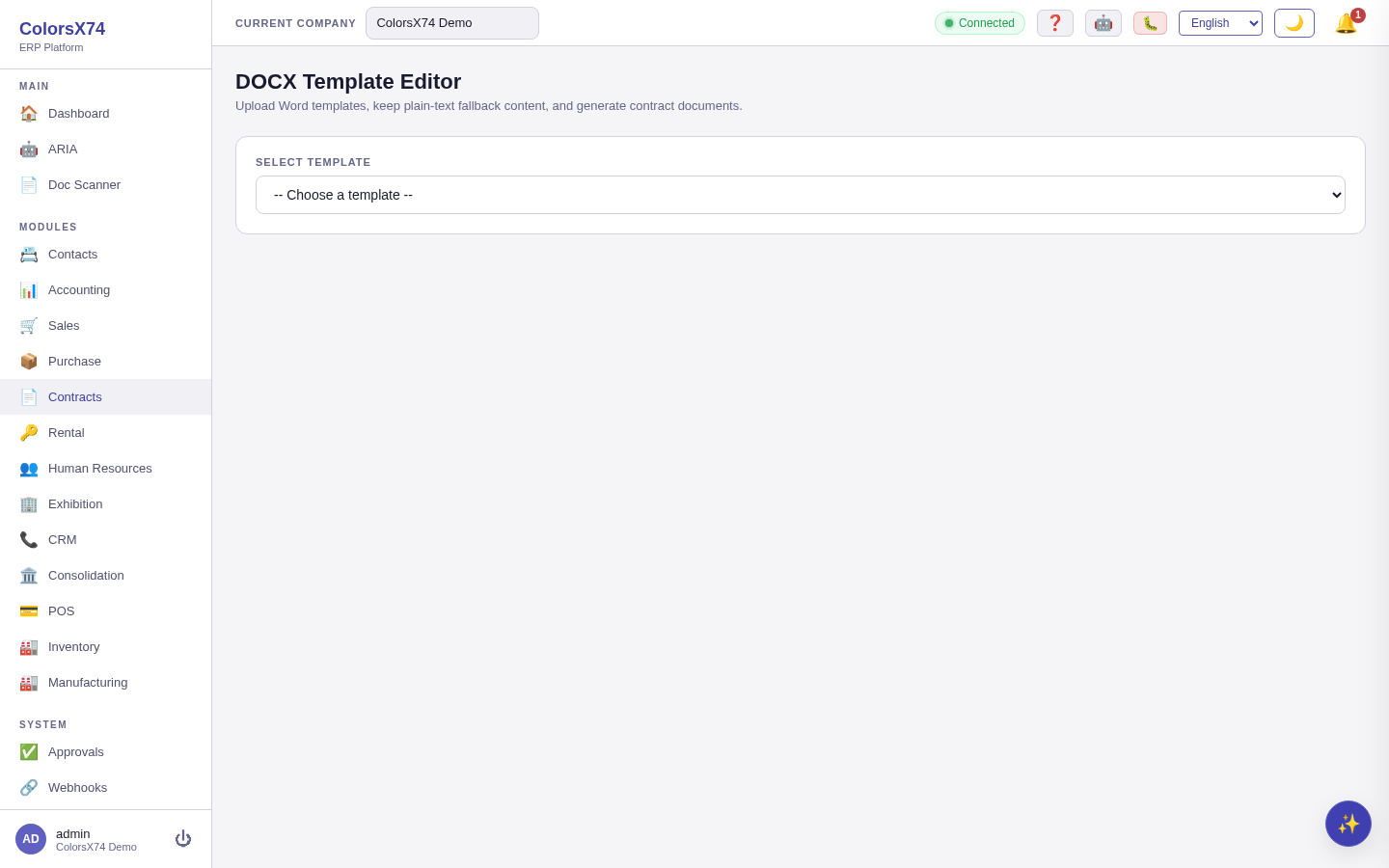 Contract template editor